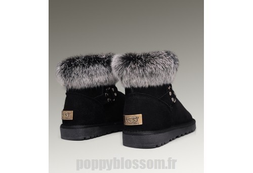 Bottes Ugg abordable-226 Mini fourrure de renard noir